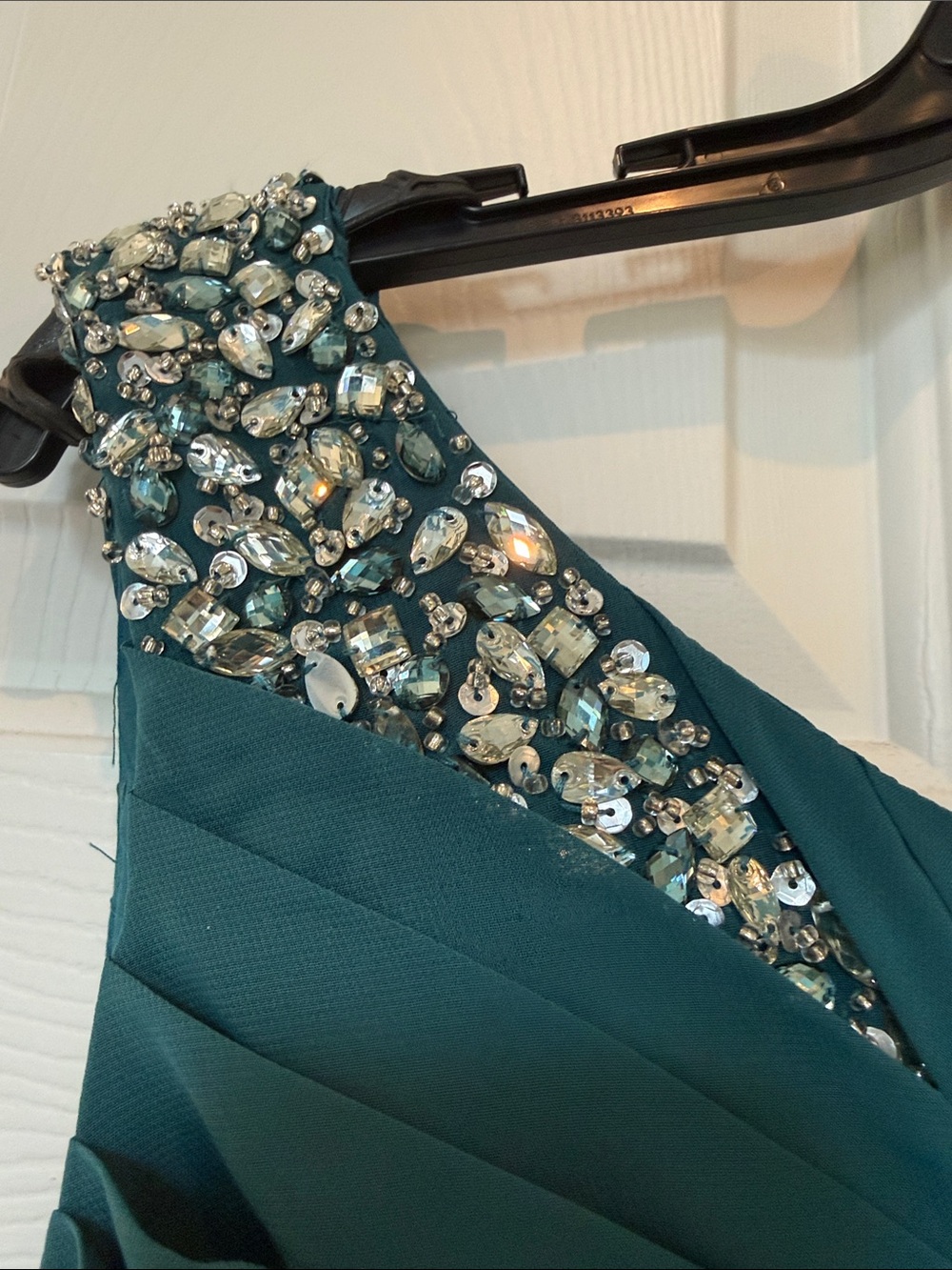 Elegant Dark Teal Chiffon Embellished Maxi Formal Sleeveless Gown Size 16 NWT - Picture 6 of 8